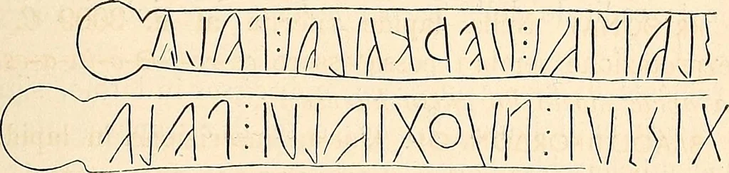 An illustration from Studj sulla lingua umana, sopra alcune antiche inscrizioni, e sulla ortografia italiana, 1869, leaf 384