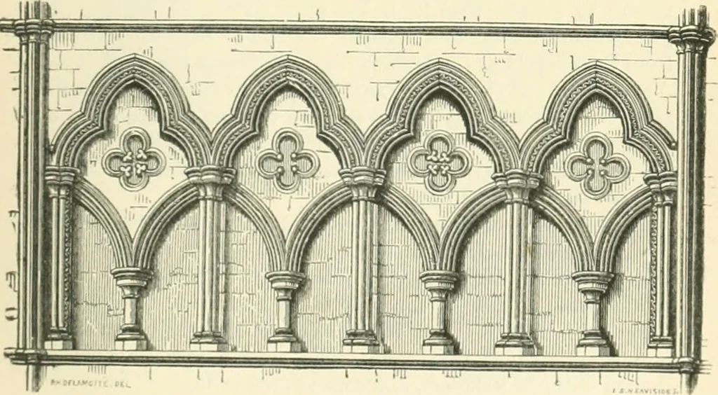 An illustration from An introduction to the study of Gothic architecture, 1900, leaf 130
