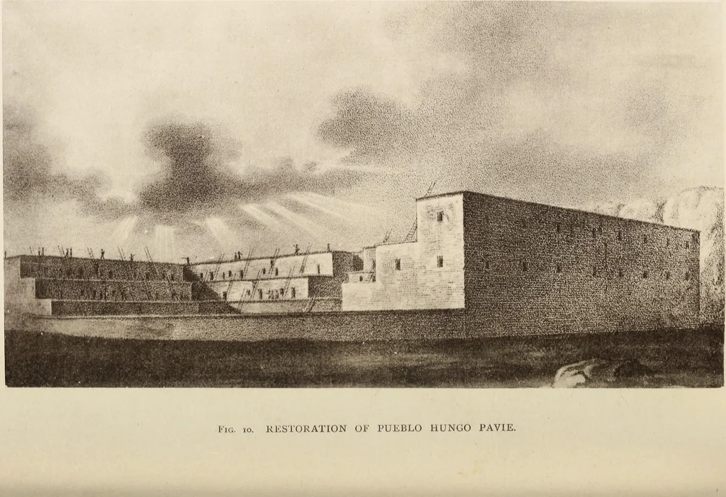 An illustration from A study of the houses of the American aborigines; with suggestions for the exploration of the ruins in New Mexico, Arizona, the valley of the San Juan, and in Yucatan and Central America, under the auspices of the Archæological institute, 1880, leaf 53