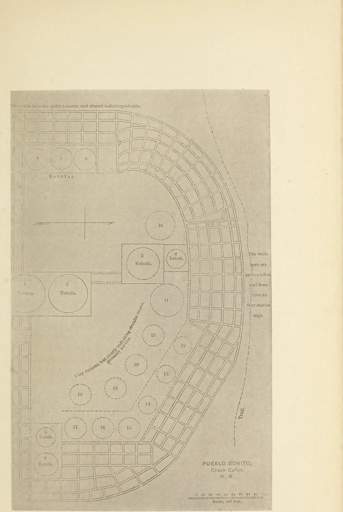 An illustration from A study of the houses of the American aborigines; with suggestions for the exploration of the ruins in New Mexico, Arizona, the valley of the San Juan, and in Yucatan and Central America, under the auspices of the Archæological institute, 1880, leaf 56