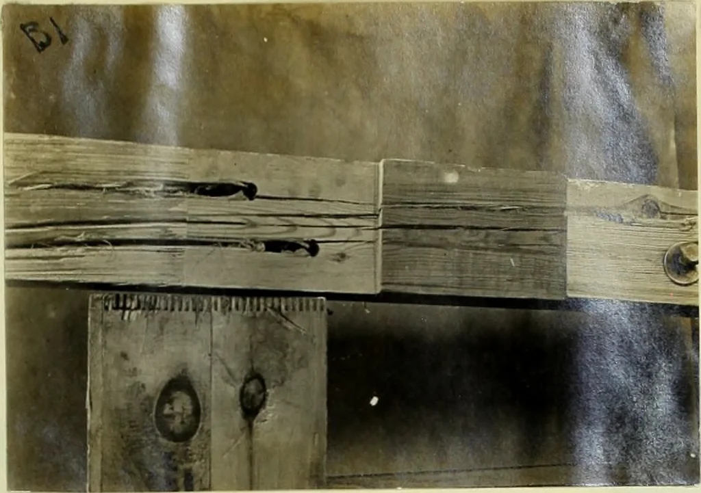 An illustration from A study of spliced wooden tie-beams, 1906, leaf 48