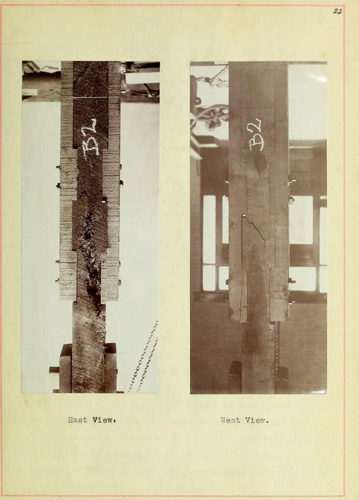 An illustration from A study of spliced wooden tie-beams, 1906, leaf 50