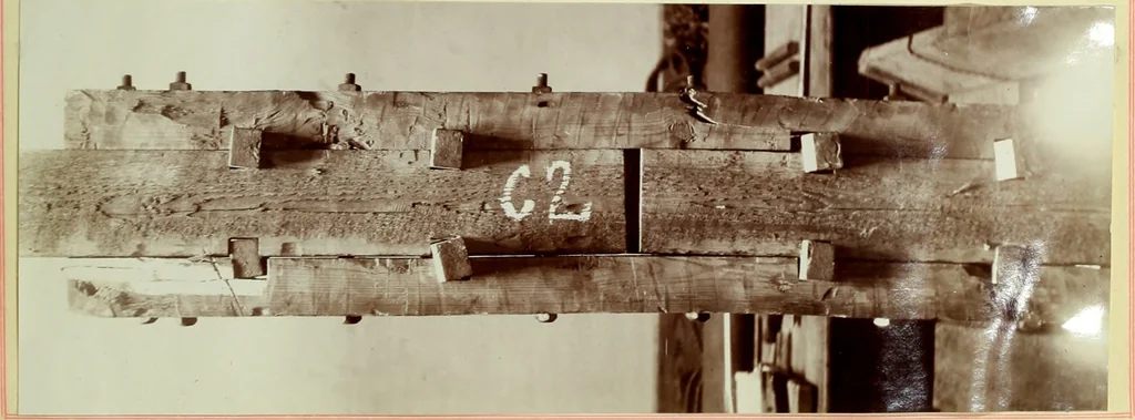 An illustration from A study of spliced wooden tie-beams, 1906, leaf 56