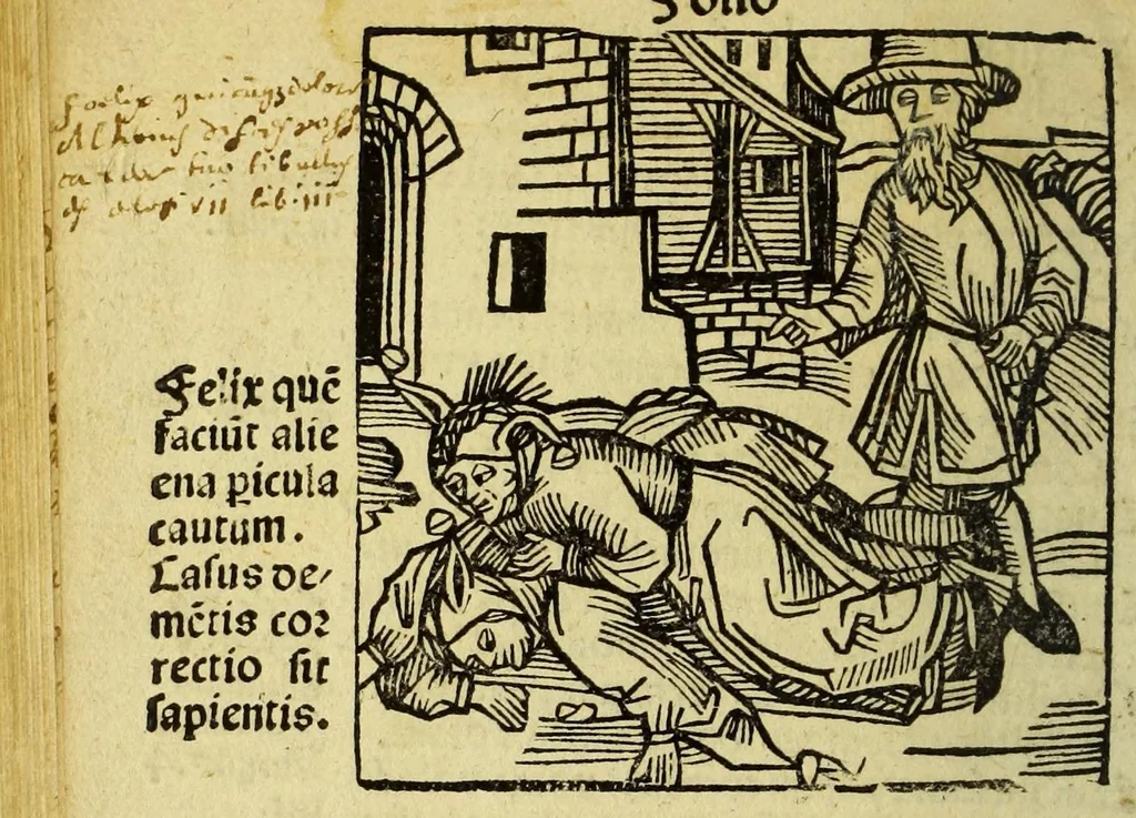 An illustration from Stultifera nauis : Narrago[n]ie profectionis nunq[uam] satis laudata nauis, leaf 108