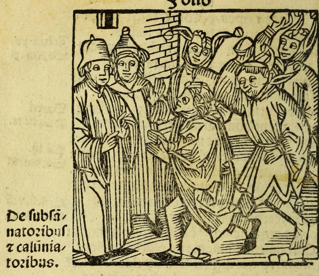An illustration from Stultifera nauis : Narrago[n]ie profectionis nunq[uam] satis laudata nauis, leaf 112