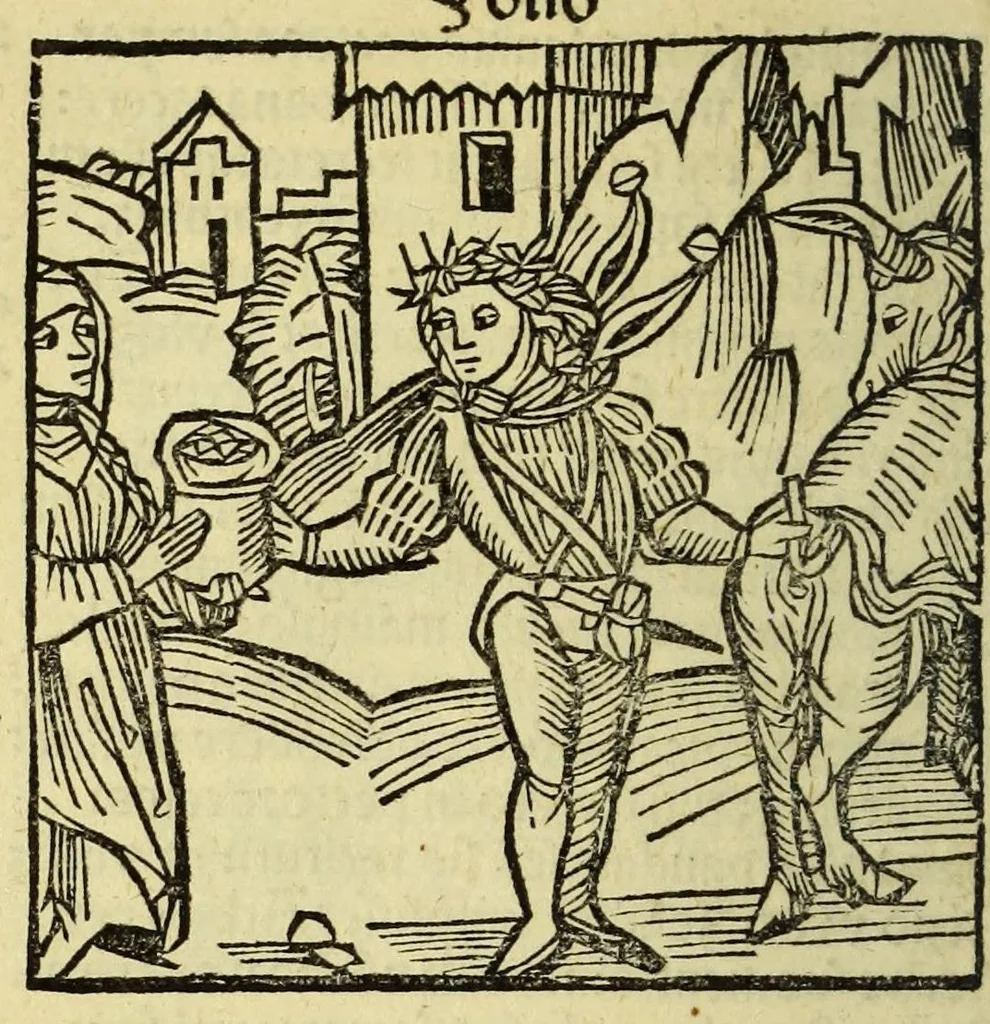 An illustration from Stultifera nauis : Narrago[n]ie profectionis nunq[uam] satis laudata nauis, leaf 128