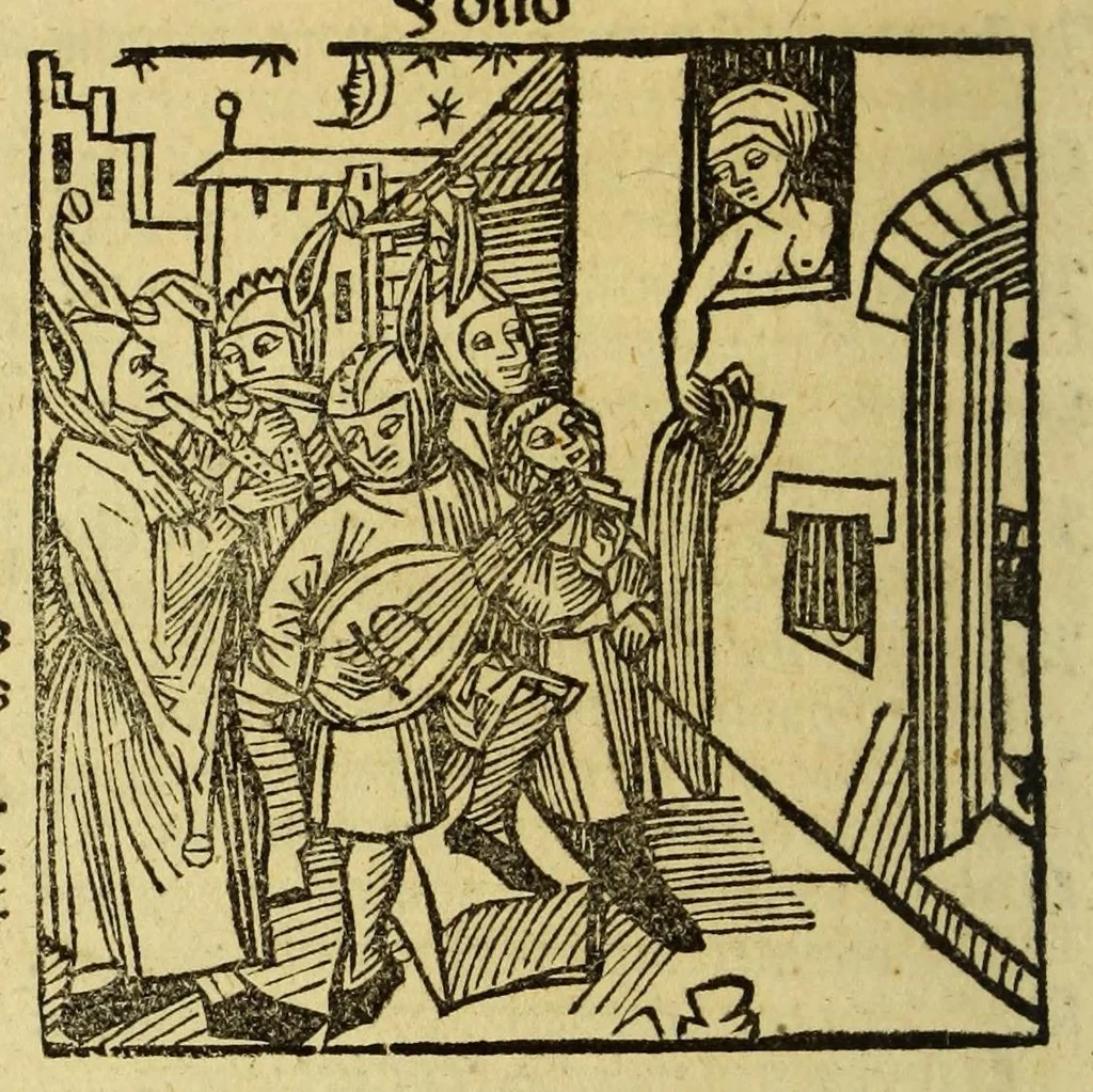 An illustration from Stultifera nauis : Narrago[n]ie profectionis nunq[uam] satis laudata nauis, leaf 148
