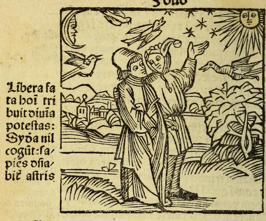 An illustration from Stultifera nauis : Narrago[n]ie profectionis nunq[uam] satis laudata nauis, leaf 158