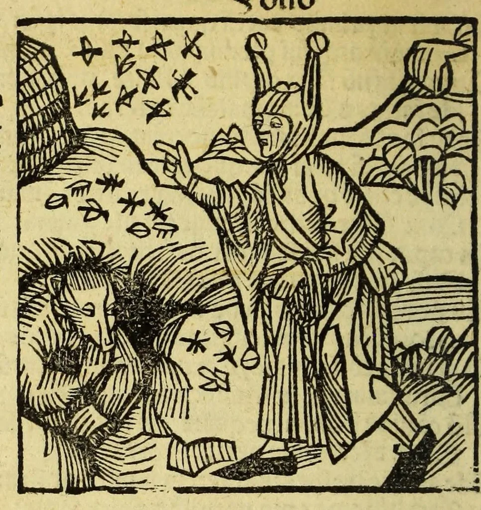 An illustration from Stultifera nauis : Narrago[n]ie profectionis nunq[uam] satis laudata nauis, leaf 168