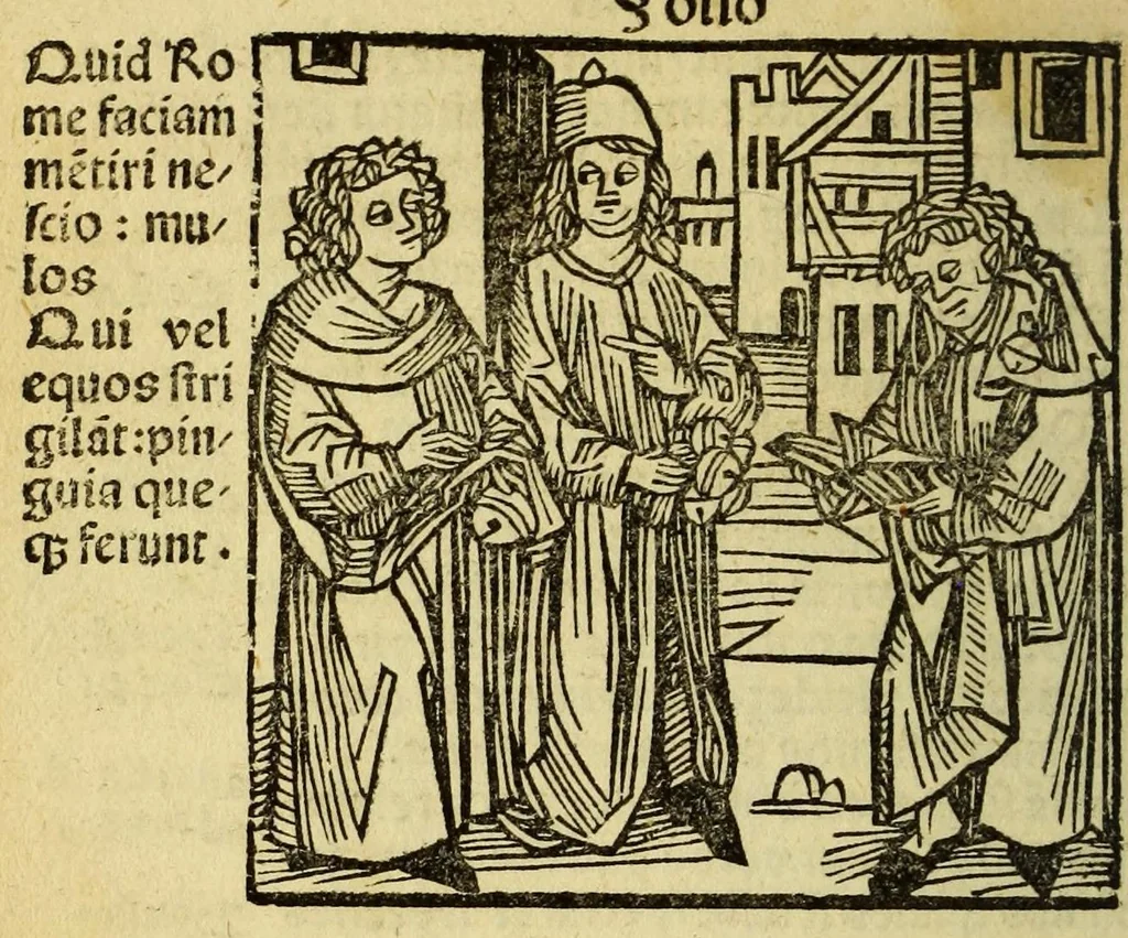 An illustration from Stultifera nauis : Narrago[n]ie profectionis nunq[uam] satis laudata nauis, leaf 174