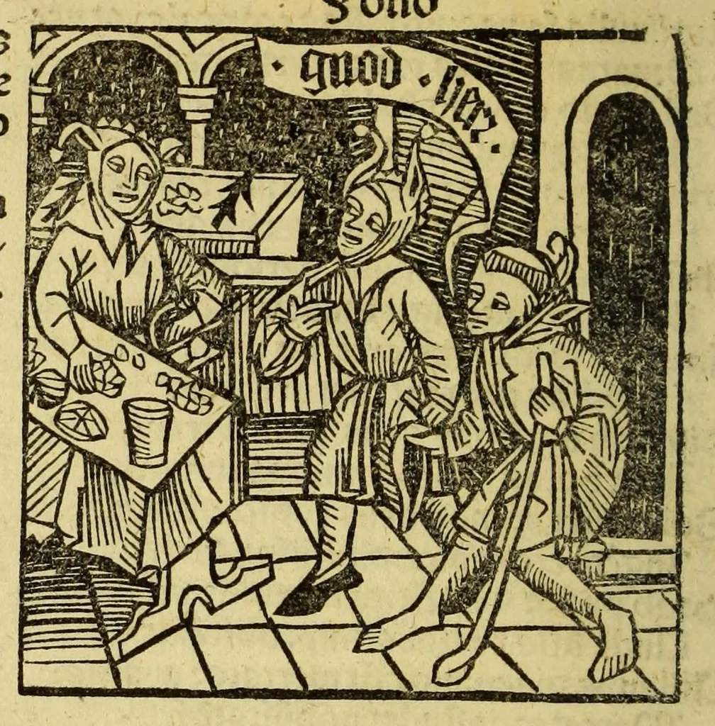 An illustration from Stultifera nauis : Narrago[n]ie profectionis nunq[uam] satis laudata nauis, leaf 190