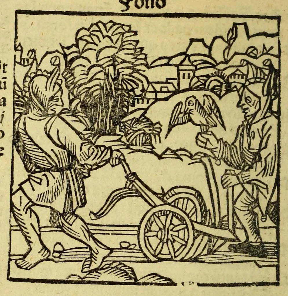 An illustration from Stultifera nauis : Narrago[n]ie profectionis nunq[uam] satis laudata nauis, leaf 194