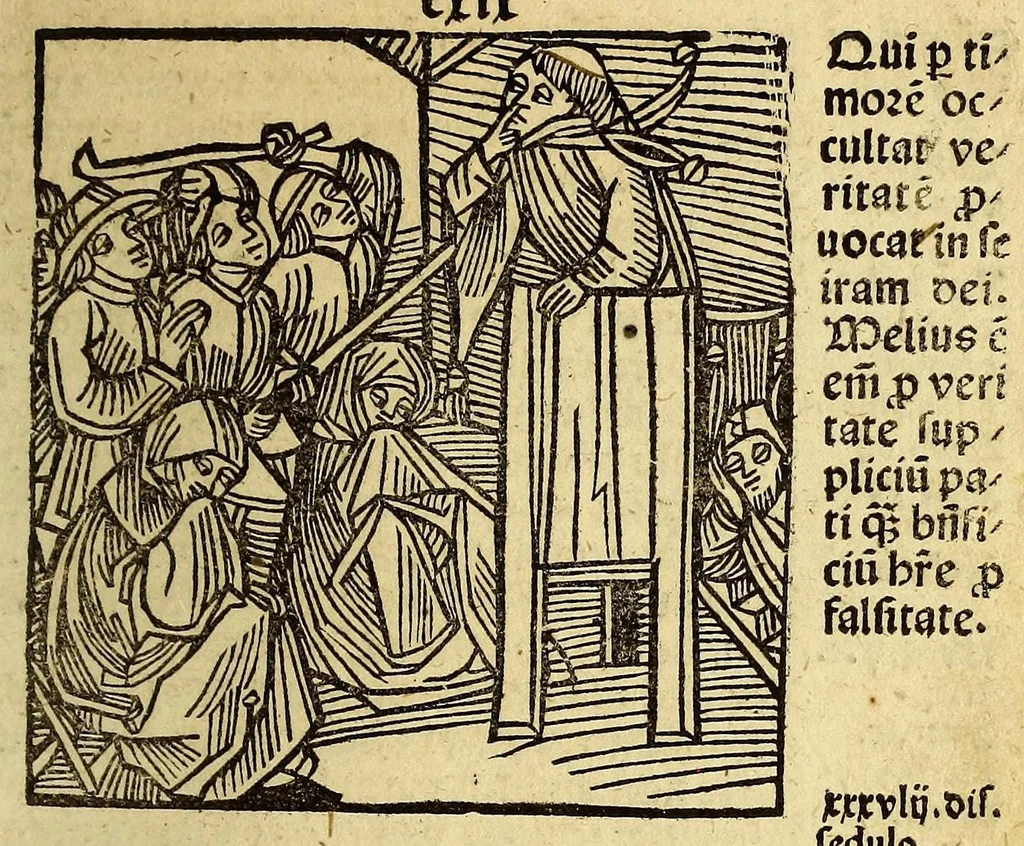 An illustration from Stultifera nauis : Narrago[n]ie profectionis nunq[uam] satis laudata nauis, leaf 245