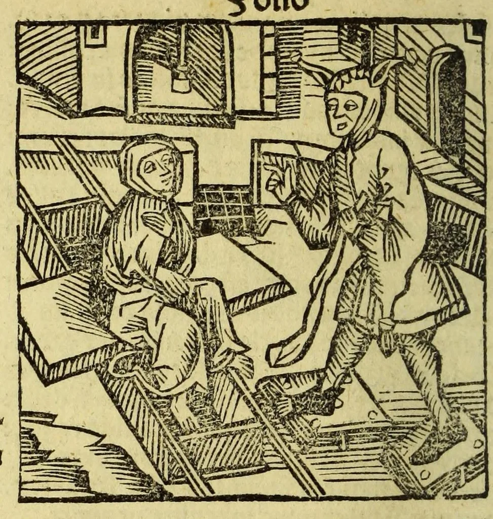 An illustration from Stultifera nauis : Narrago[n]ie profectionis nunq[uam] satis laudata nauis, leaf 52