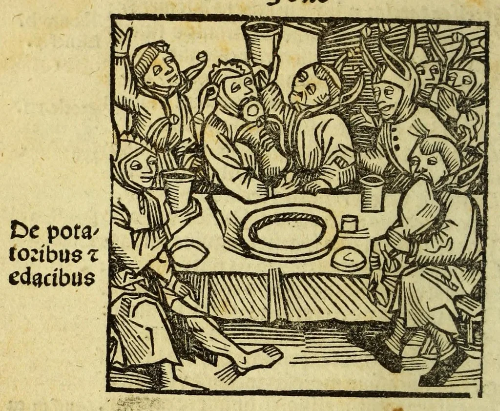 An illustration from Stultifera nauis : Narrago[n]ie profectionis nunq[uam] satis laudata nauis, leaf 62