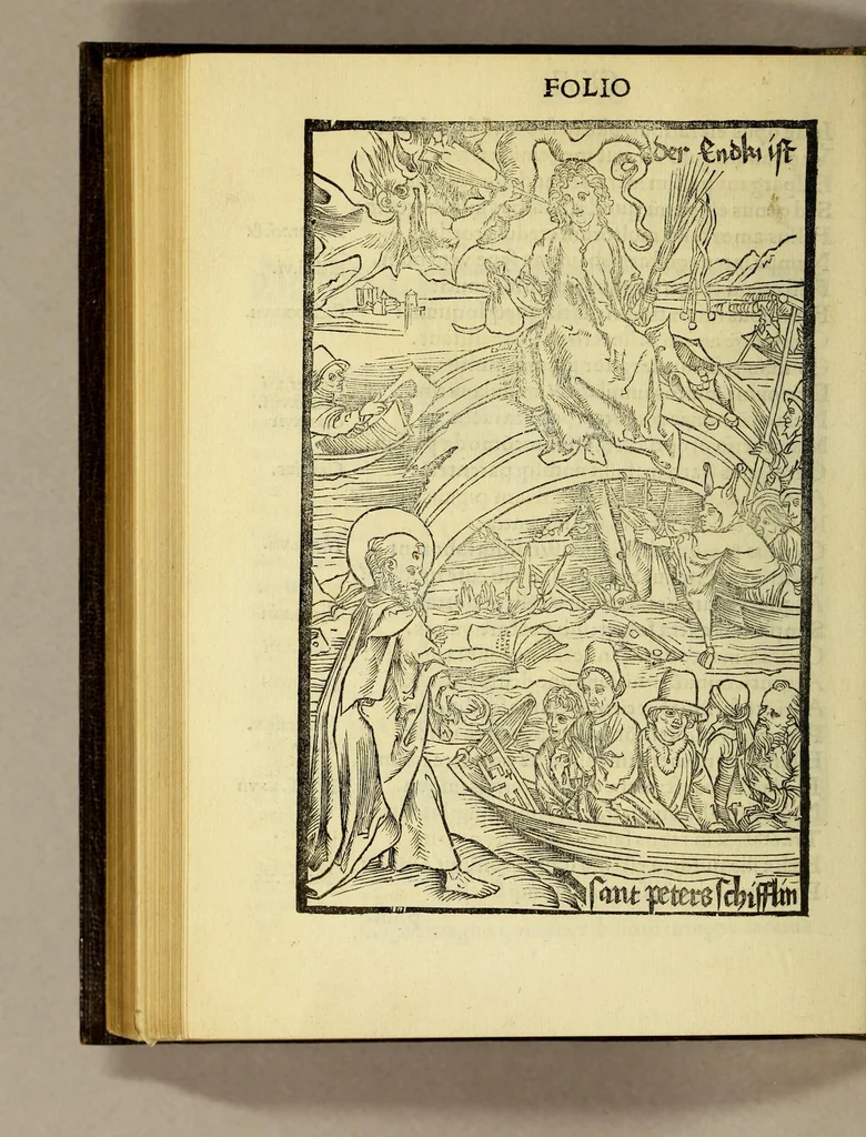An illustration from Stultifera nauis : Narragonice p[ro]fect[i]onis nunq[uam] satis laudata nauis:, leaf 242