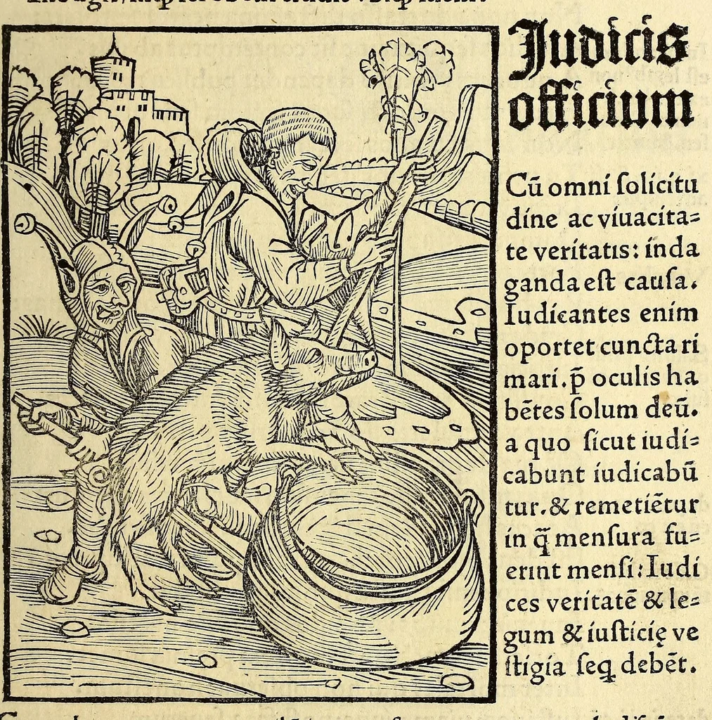 An illustration from Stultifera nauis : Narragonice p[ro]fect[i]onis nunq[uam] satis laudata nauis:, leaf 33