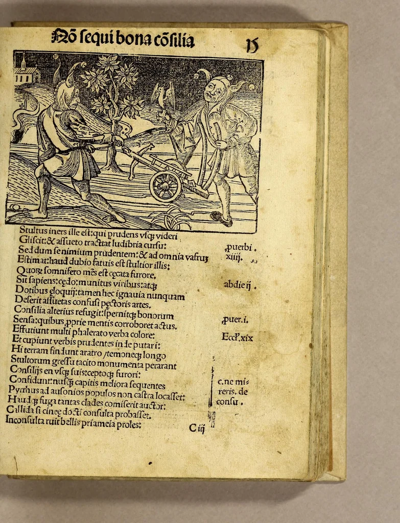 An illustration from Stultifera nauis : Narragonice p[ro]fectio[n]is nunq[uam] satis laudata nauis., leaf 33