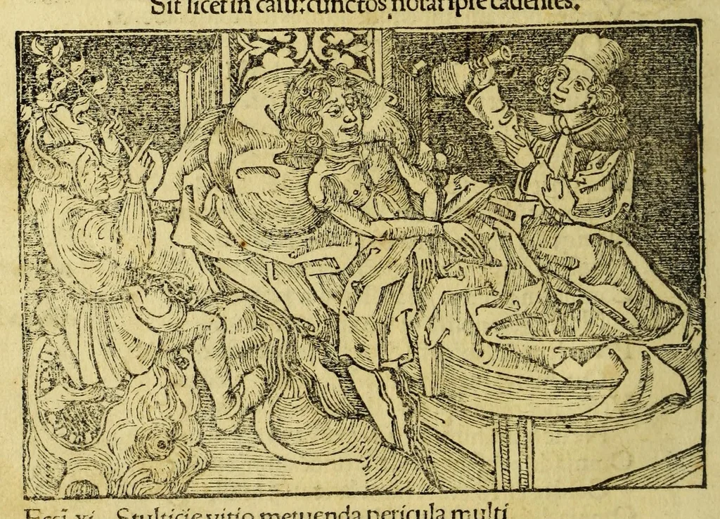 An illustration from Stultifera nauis : Narragonice p[ro]fectio[n]is nunq[uam] satis laudata nauis., leaf 64