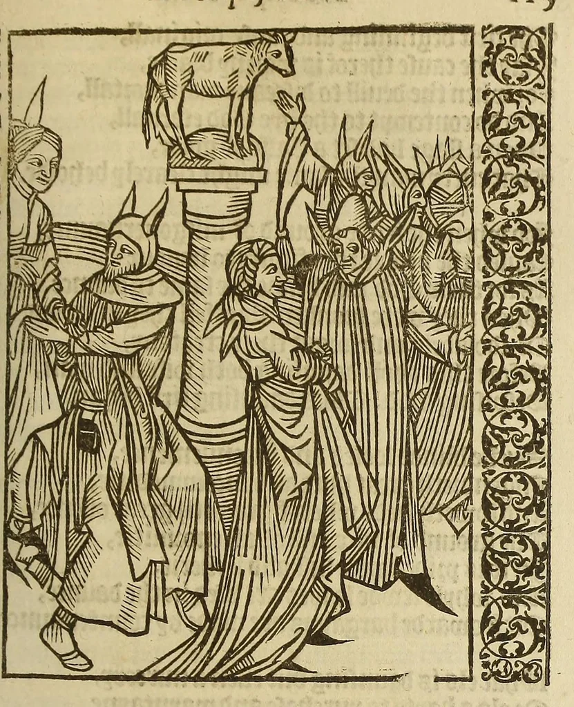 An illustration from Stultifera Nauis, : qua omnium mortalium narratur stultitia, admodum vtilis [et] necessaria ab omnibus ad suam salutem perlegenda,, 1570, leaf 259