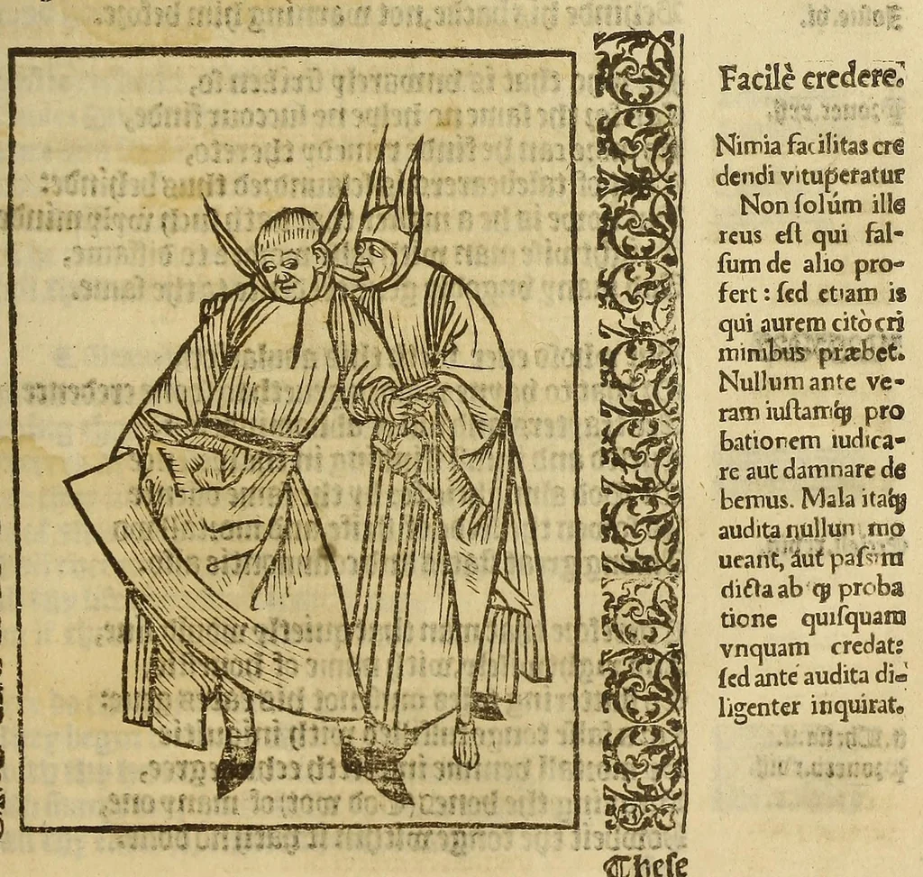 An illustration from Stultifera Nauis, : qua omnium mortalium narratur stultitia, admodum vtilis [et] necessaria ab omnibus ad suam salutem perlegenda,, 1570, leaf 447
