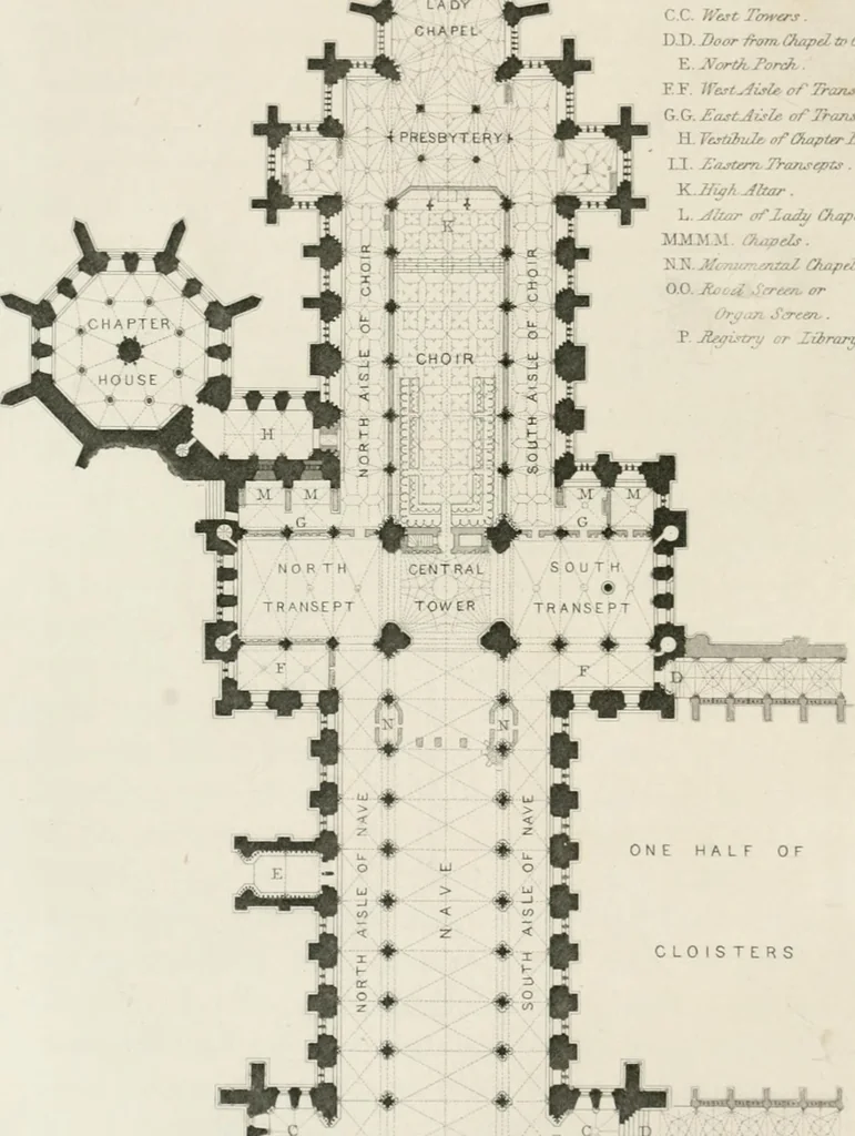 An illustration from An attempt to discriminate the styles of architecture in England : from the Conquest to the Reformation : with a sketch of the Grecian and Roman orders : notices of numerous British edifices :and some remarks on the architecture of a part of France, 1848, leaf 109