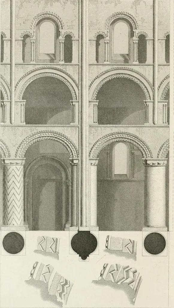 An illustration from An attempt to discriminate the styles of architecture in England : from the Conquest to the Reformation : with a sketch of the Grecian and Roman orders : notices of numerous British edifices :and some remarks on the architecture of a part of France, 1848, leaf 129