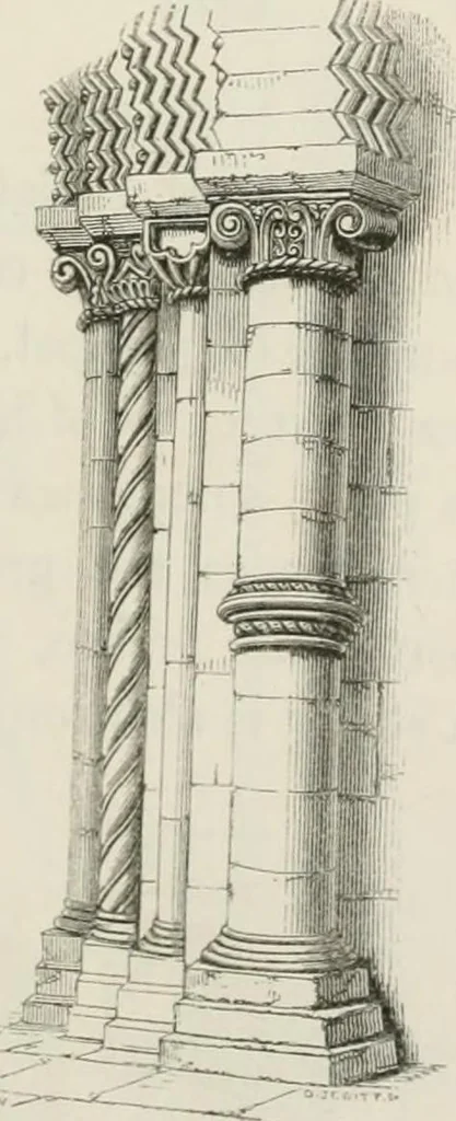 An illustration from An attempt to discriminate the styles of architecture in England : from the Conquest to the Reformation : with a sketch of the Grecian and Roman orders : notices of numerous British edifices :and some remarks on the architecture of a part of France, 1848, leaf 132