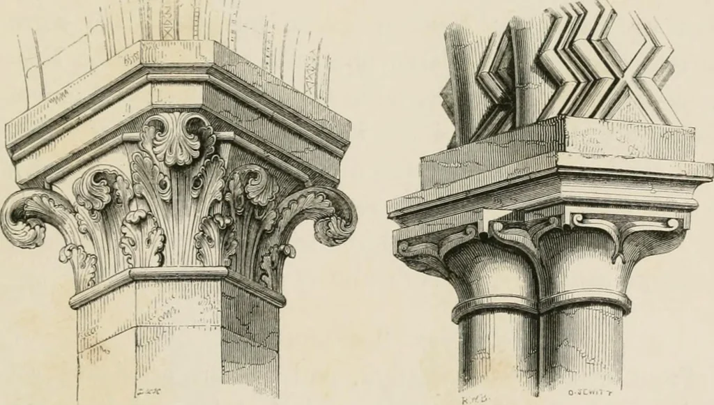 An illustration from An attempt to discriminate the styles of architecture in England : from the Conquest to the Reformation : with a sketch of the Grecian and Roman orders : notices of numerous British edifices :and some remarks on the architecture of a part of France, 1848, leaf 142
