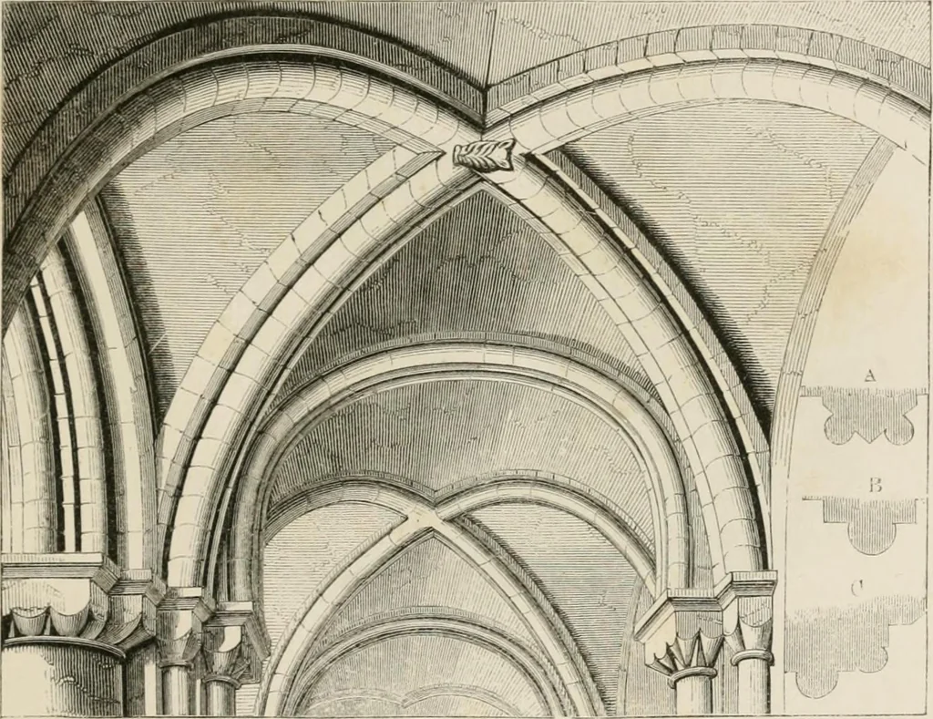 An illustration from An attempt to discriminate the styles of architecture in England : from the Conquest to the Reformation : with a sketch of the Grecian and Roman orders : notices of numerous British edifices :and some remarks on the architecture of a part of France, 1848, leaf 146