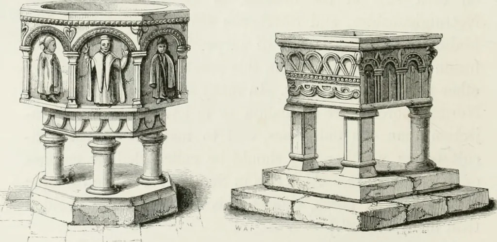 An illustration from An attempt to discriminate the styles of architecture in England : from the Conquest to the Reformation : with a sketch of the Grecian and Roman orders : notices of numerous British edifices :and some remarks on the architecture of a part of France, 1848, leaf 151