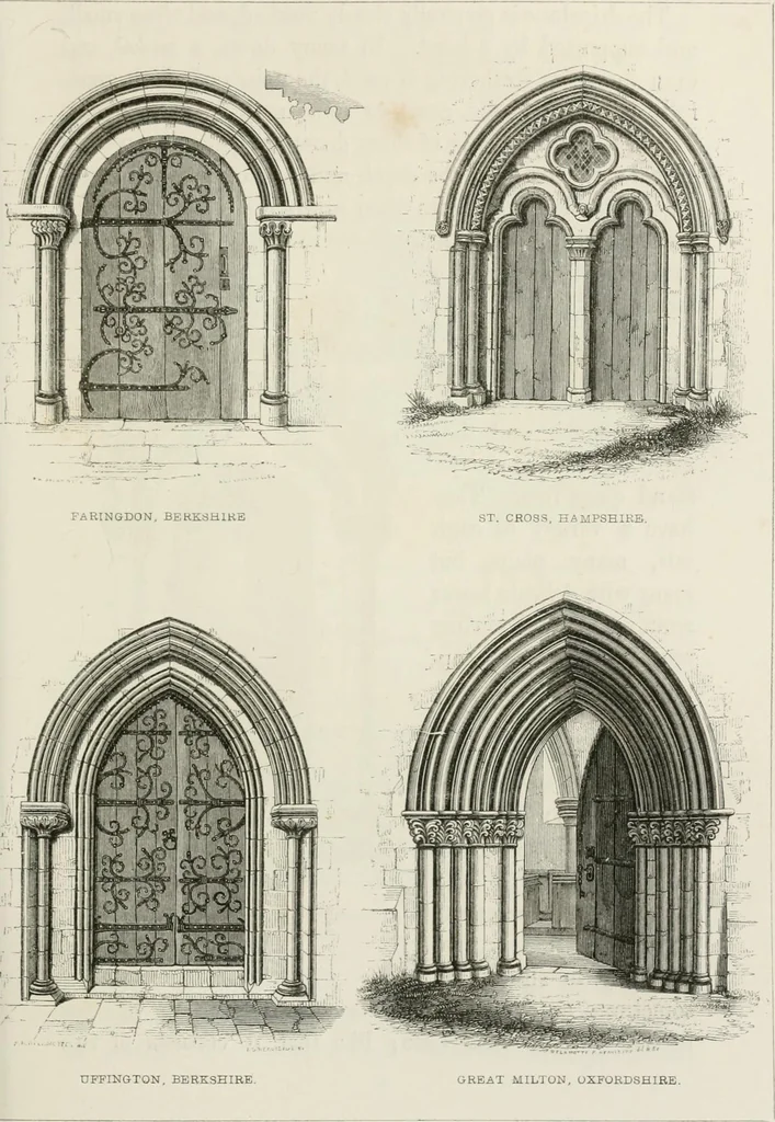 An illustration from An attempt to discriminate the styles of architecture in England : from the Conquest to the Reformation : with a sketch of the Grecian and Roman orders : notices of numerous British edifices :and some remarks on the architecture of a part of France, 1848, leaf 158