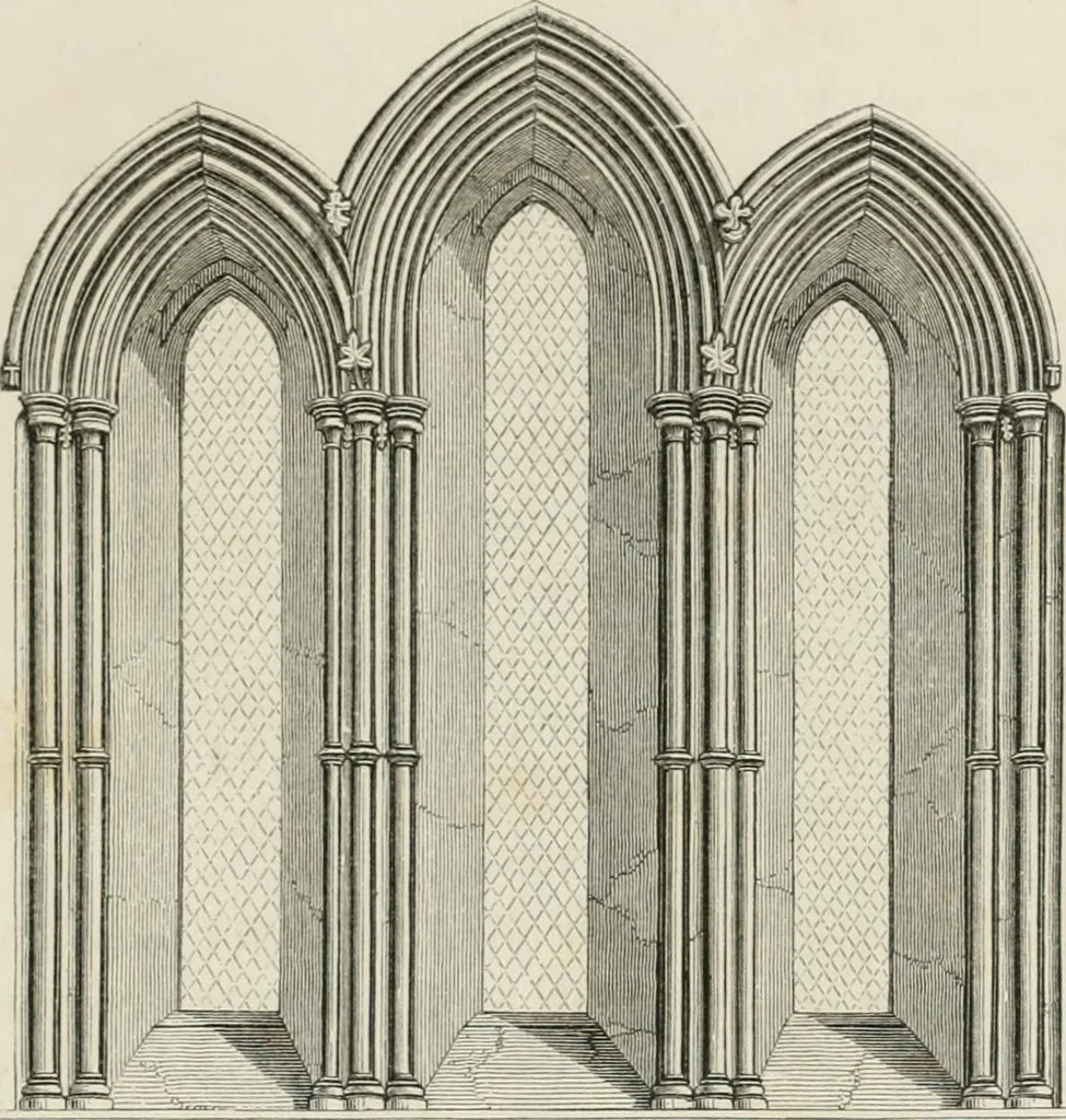 An illustration from An attempt to discriminate the styles of architecture in England : from the Conquest to the Reformation : with a sketch of the Grecian and Roman orders : notices of numerous British edifices :and some remarks on the architecture of a part of France, 1848, leaf 164