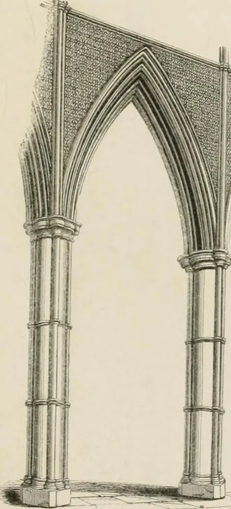 An illustration from An attempt to discriminate the styles of architecture in England : from the Conquest to the Reformation : with a sketch of the Grecian and Roman orders : notices of numerous British edifices :and some remarks on the architecture of a part of France, 1848, leaf 174