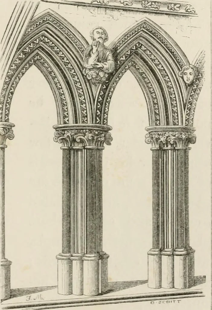 An illustration from An attempt to discriminate the styles of architecture in England : from the Conquest to the Reformation : with a sketch of the Grecian and Roman orders : notices of numerous British edifices :and some remarks on the architecture of a part of France, 1848, leaf 174