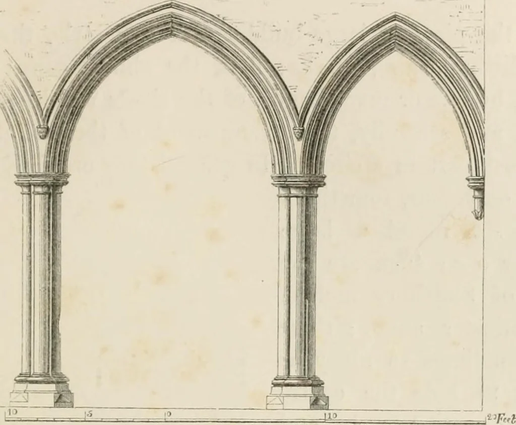 An illustration from An attempt to discriminate the styles of architecture in England : from the Conquest to the Reformation : with a sketch of the Grecian and Roman orders : notices of numerous British edifices :and some remarks on the architecture of a part of France, 1848, leaf 174