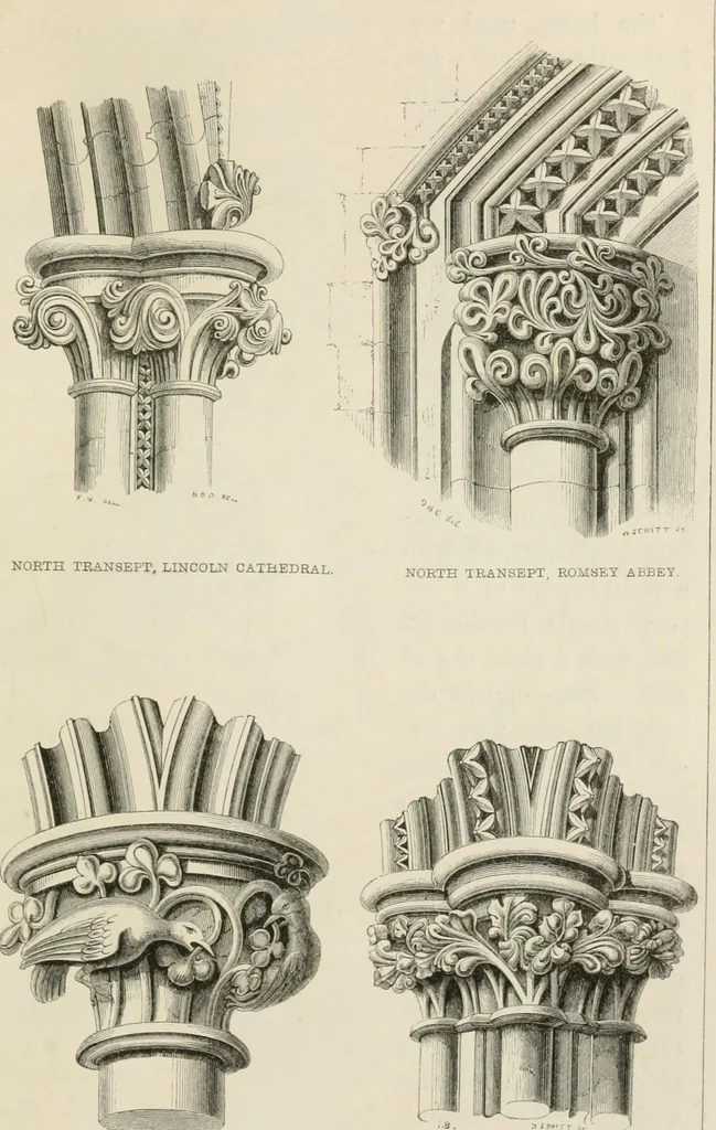 An illustration from An attempt to discriminate the styles of architecture in England : from the Conquest to the Reformation : with a sketch of the Grecian and Roman orders : notices of numerous British edifices :and some remarks on the architecture of a part of France, 1848, leaf 180