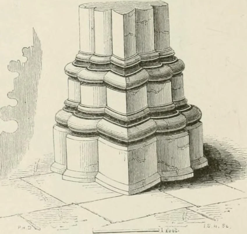 An illustration from An attempt to discriminate the styles of architecture in England : from the Conquest to the Reformation : with a sketch of the Grecian and Roman orders : notices of numerous British edifices :and some remarks on the architecture of a part of France, 1848, leaf 181