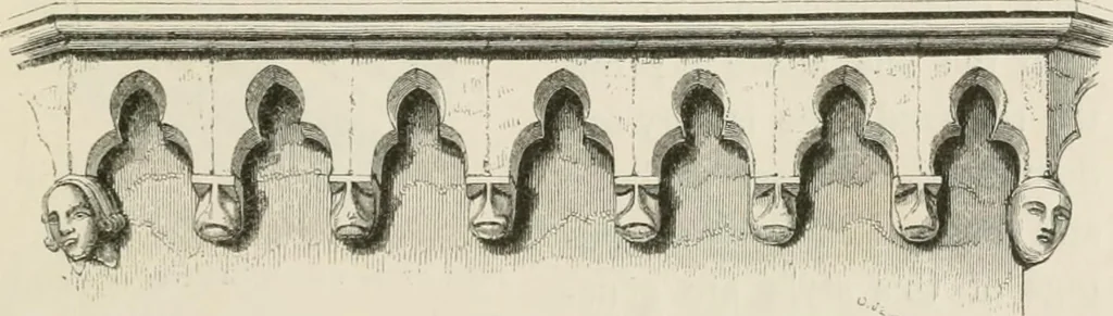 An illustration from An attempt to discriminate the styles of architecture in England : from the Conquest to the Reformation : with a sketch of the Grecian and Roman orders : notices of numerous British edifices :and some remarks on the architecture of a part of France, 1848, leaf 184