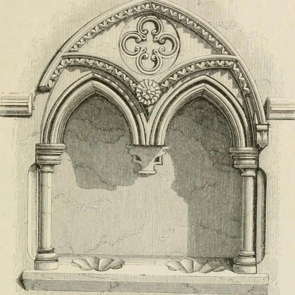 An illustration from An attempt to discriminate the styles of architecture in England : from the Conquest to the Reformation : with a sketch of the Grecian and Roman orders : notices of numerous British edifices :and some remarks on the architecture of a part of France, 1848, leaf 188