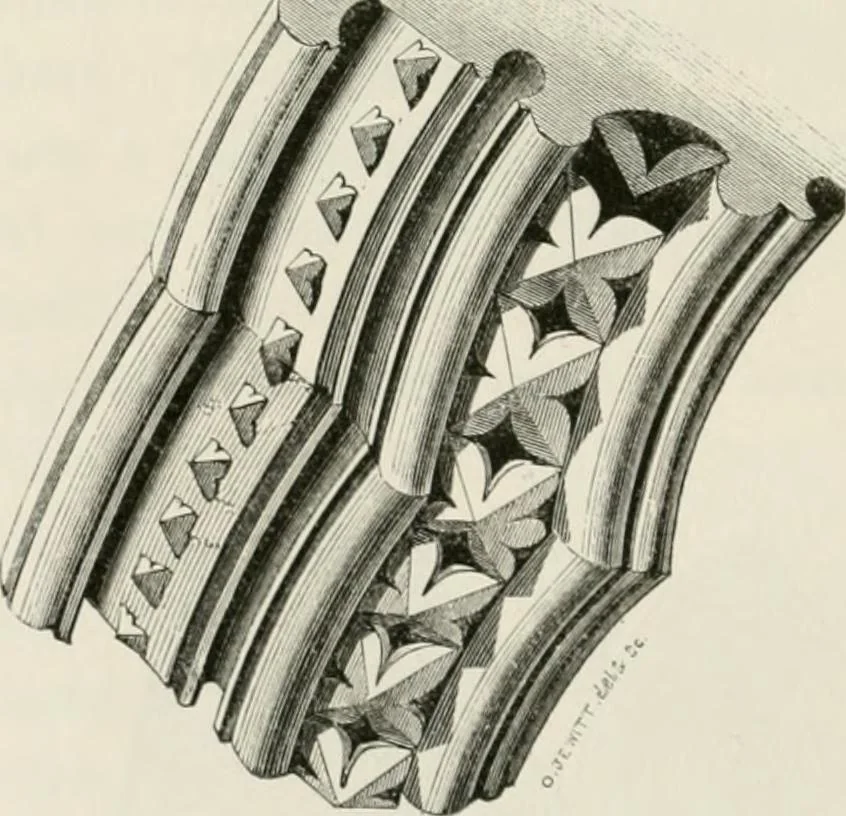 An illustration from An attempt to discriminate the styles of architecture in England : from the Conquest to the Reformation : with a sketch of the Grecian and Roman orders : notices of numerous British edifices :and some remarks on the architecture of a part of France, 1848, leaf 189