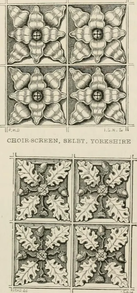An illustration from An attempt to discriminate the styles of architecture in England : from the Conquest to the Reformation : with a sketch of the Grecian and Roman orders : notices of numerous British edifices :and some remarks on the architecture of a part of France, 1848, leaf 190