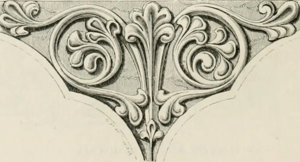 An illustration from An attempt to discriminate the styles of architecture in England : from the Conquest to the Reformation : with a sketch of the Grecian and Roman orders : notices of numerous British edifices :and some remarks on the architecture of a part of France, 1848, leaf 191