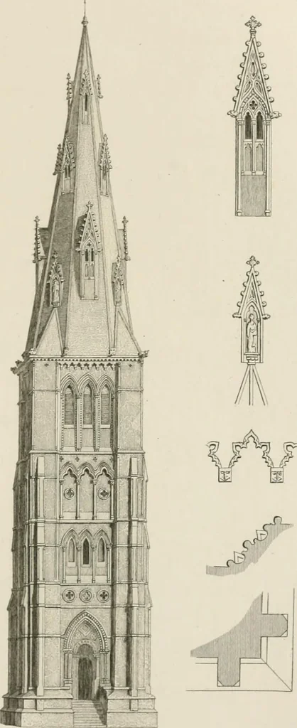 An illustration from An attempt to discriminate the styles of architecture in England : from the Conquest to the Reformation : with a sketch of the Grecian and Roman orders : notices of numerous British edifices :and some remarks on the architecture of a part of France, 1848, leaf 198