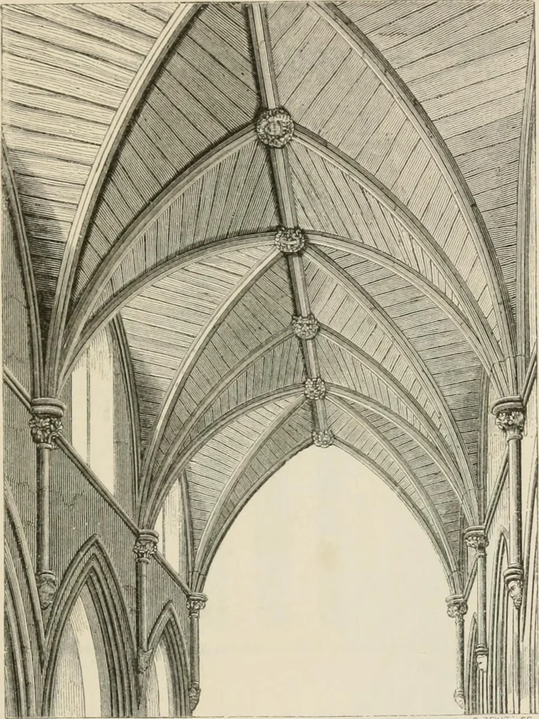 An illustration from An attempt to discriminate the styles of architecture in England : from the Conquest to the Reformation : with a sketch of the Grecian and Roman orders : notices of numerous British edifices :and some remarks on the architecture of a part of France, 1848, leaf 202