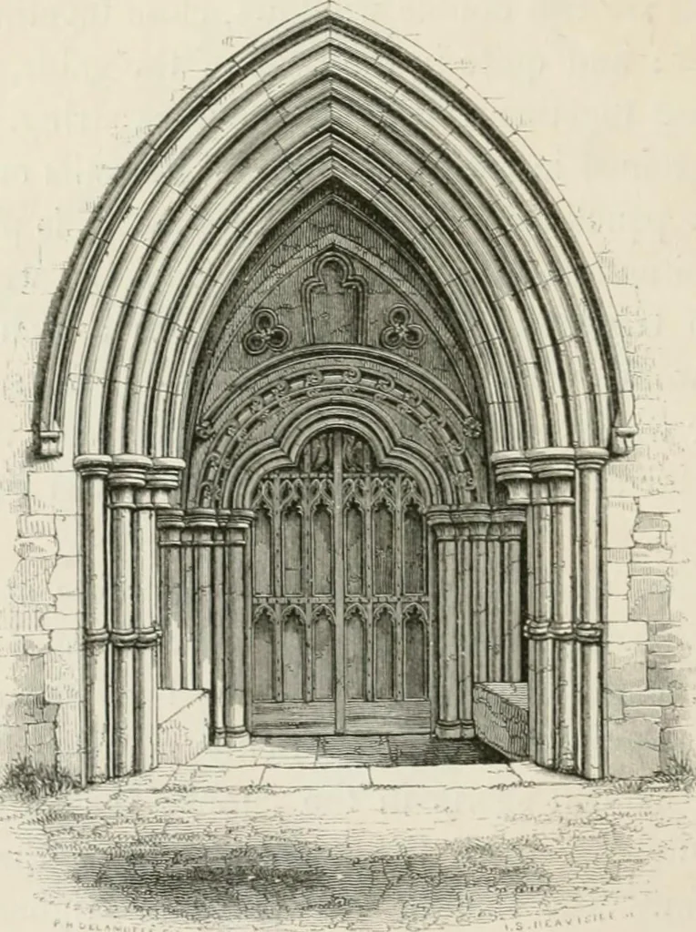 An illustration from An attempt to discriminate the styles of architecture in England : from the Conquest to the Reformation : with a sketch of the Grecian and Roman orders : notices of numerous British edifices :and some remarks on the architecture of a part of France, 1848, leaf 209