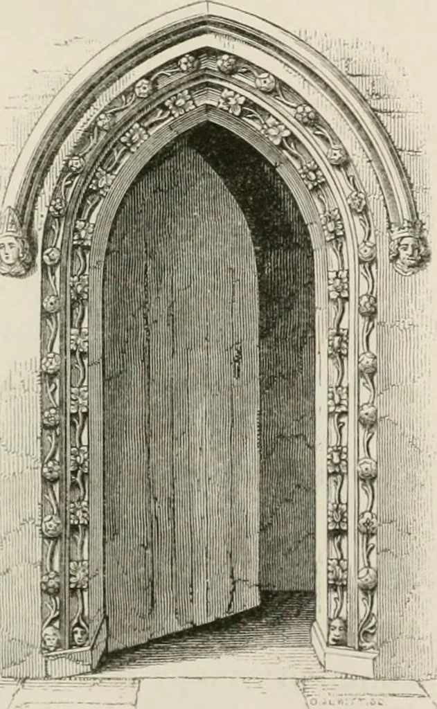 An illustration from An attempt to discriminate the styles of architecture in England : from the Conquest to the Reformation : with a sketch of the Grecian and Roman orders : notices of numerous British edifices :and some remarks on the architecture of a part of France, 1848, leaf 222
