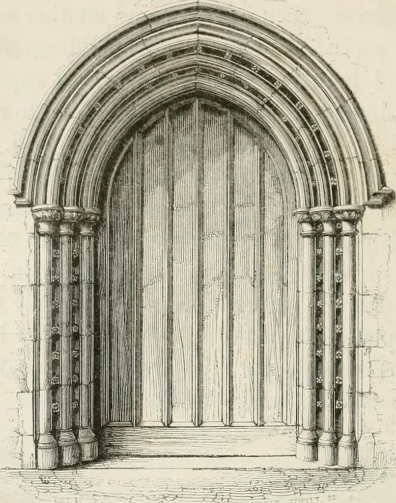 An illustration from An attempt to discriminate the styles of architecture in England : from the Conquest to the Reformation : with a sketch of the Grecian and Roman orders : notices of numerous British edifices :and some remarks on the architecture of a part of France, 1848, leaf 223
