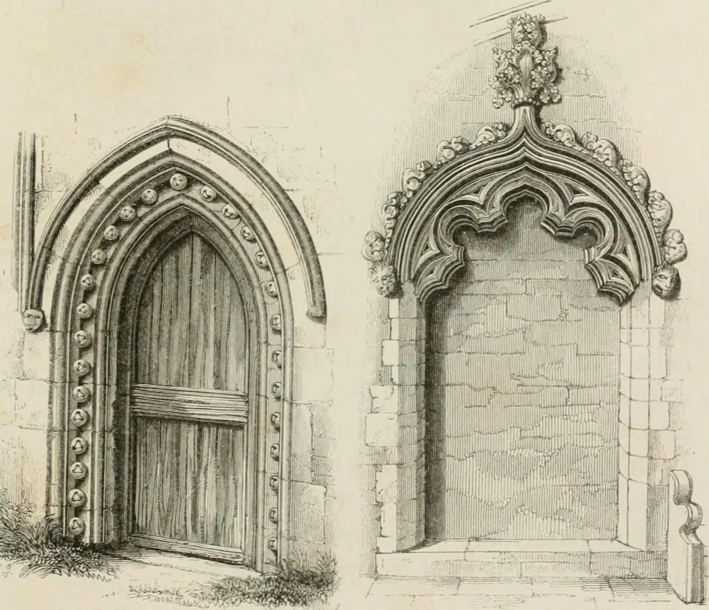 An illustration from An attempt to discriminate the styles of architecture in England : from the Conquest to the Reformation : with a sketch of the Grecian and Roman orders : notices of numerous British edifices :and some remarks on the architecture of a part of France, 1848, leaf 224