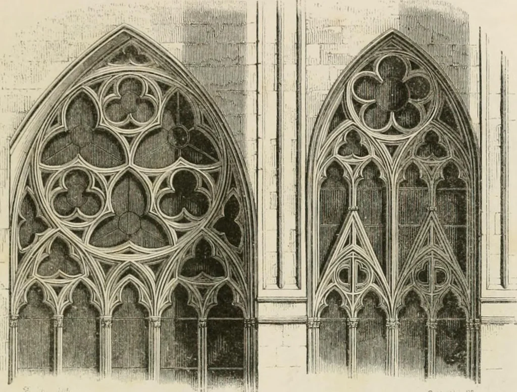 An illustration from An attempt to discriminate the styles of architecture in England : from the Conquest to the Reformation : with a sketch of the Grecian and Roman orders : notices of numerous British edifices :and some remarks on the architecture of a part of France, 1848, leaf 228